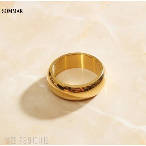 SOMMAR High Quality Gold color size 7 8 Neutral women\\\\\\\s rings Circular Geometric ring men Charming Jewelry Accessories