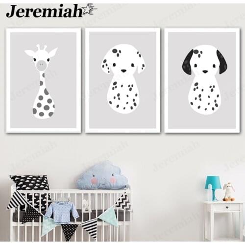 Modern Abstract Animal Canvas Painting Gray Panda Tree Bag Dog Poster Wall Art Nordic Home Kids Room Decoration Accessories