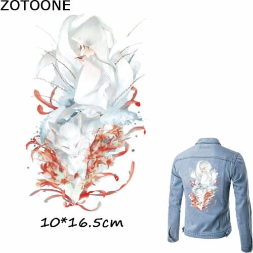 ZOTOONE Fantasy Fox Man Patches Iron on Transfer for Clothing Bags Beaded Applique Embroidery Flower Patches DIY Kids Gift E