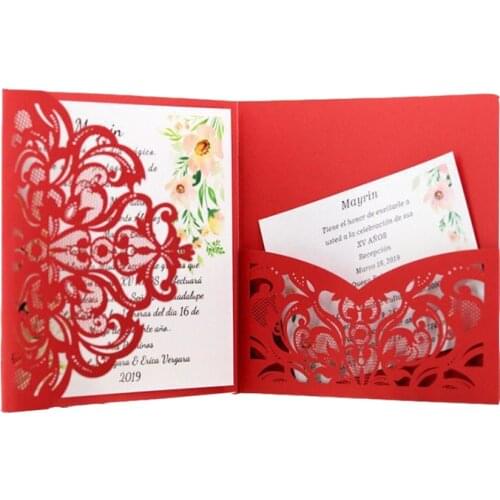 Tri-Flod Business Wedding Invitations Card Thank You Crads With Envelope Anniversaire Mariage Party Supplies Gifts For Guests