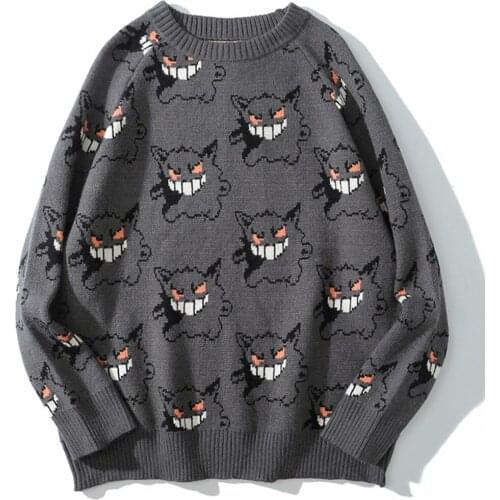 Halloween Pattern Knitted Sweater For Man Long Sleeve Cardigan Sweater Coat Winter Warm Wool Sweater Monster Printed Streetwear