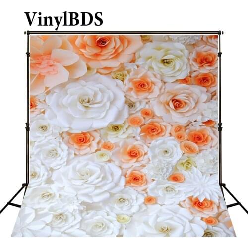 VinylBDS Flower Wall Background Outdoor Wedding Backdrop 3D Paper Flower Wall Photo Romantic Wedding Photography Backdrops