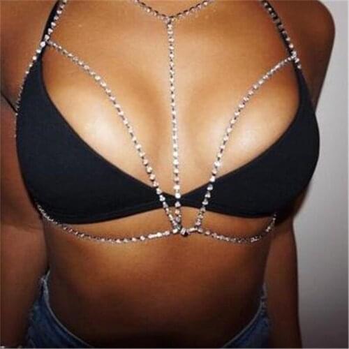 Adolph Crystal Body Jewellery Bra Necklace Bikini Necklaces Women Shiny Chain Beach Bodychain Body Jewelry Collier 2019 New