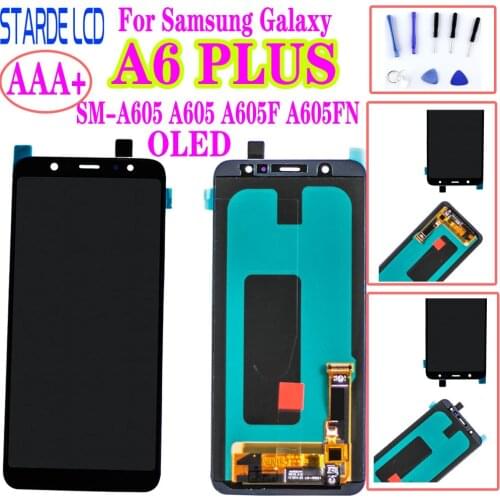 Super Amoled LCD Display For Samsung Galaxy A6+ A6 PLUS SM-A605 A605 A605F A605FN Display Touch Screen Digitizer Assembly Parts