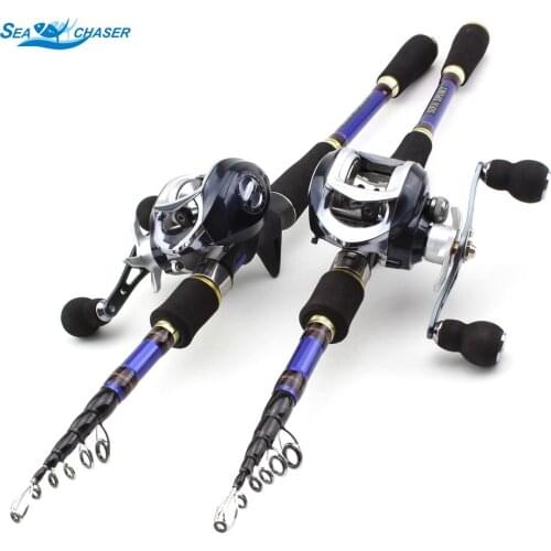NEW 1.8M-2.7M Superhard carbon lure rod M power Casting Rods and Casting Reels Fishing Set Travel Tackle fishing set