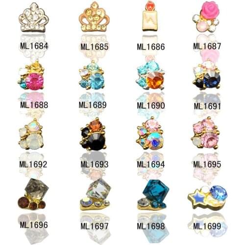 10pcs Nail rhinestone An crown candle FLOWER Alloy nail accessories Imbue Diamond pearl nail jewelry crystal nail art