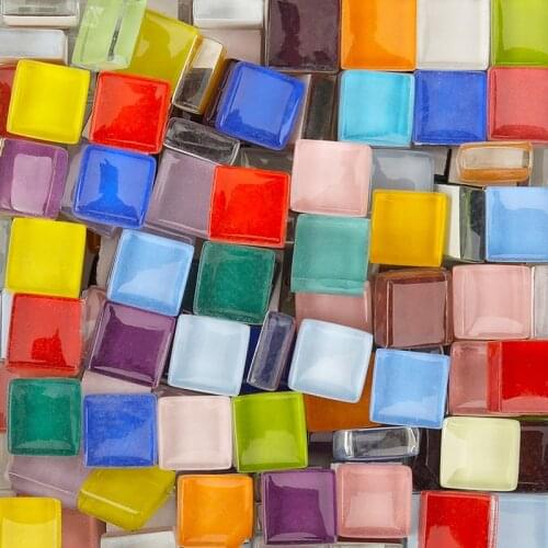 150g mixed Mosaic Pieces Assorted Color Square Glitter Glass Mosaic Tiles for DIY Crafts Supplies blue purple green