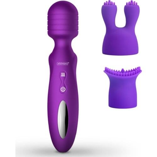 12 Speed Powerful Magic AV Wand Sex Massager Heating Rotate Vibrator G Spot Clitoris Stimulator for Women with Sucking Clip Cap