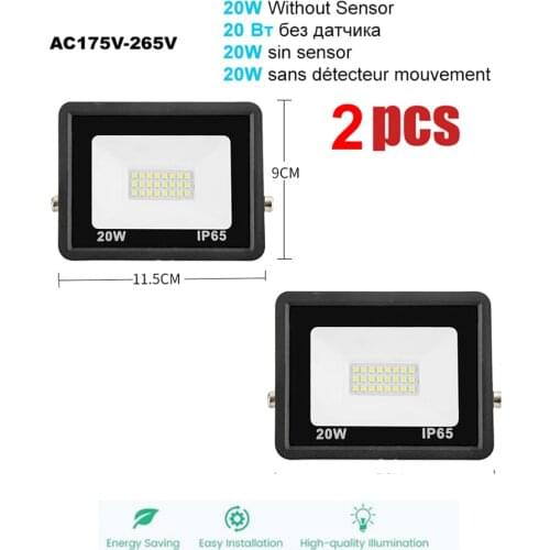 2 pcs 220V 10-100W LED FloodLight Spotlight Exterior Street wall reflector Lights LED Motion Sensor Commercial led Light Lamp Pa