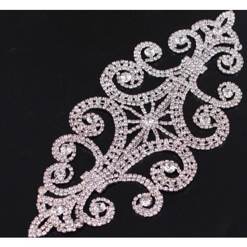20.8x9.3cm Silver crystal applique patch For Clothing Accessory Rhinestone Epaulet used in shoulder for the wedding dress