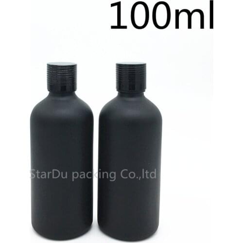 240pcs 100ML Black Frosted Glass Bottle Vials Essential Oil Bottle with black screw cap Perfume bottles