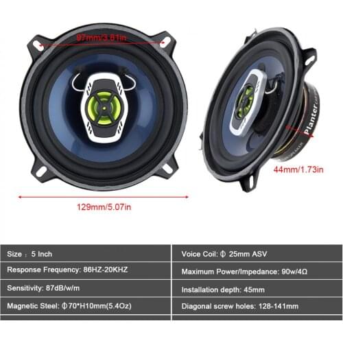 5 Inch 500W 12V 2 Way Car Coaxial Auto Audio Music Stereo Full Range Frequency Hifi Speakers Non-destructive Installation