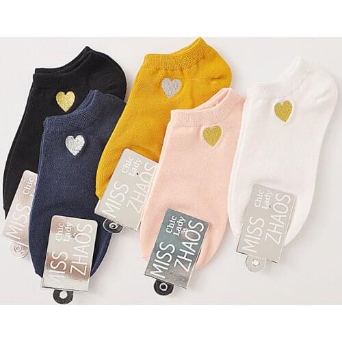 5 Pairs/lot Women Cotton Invisible No Show Sock Non-slip Silicone Sock Spring Solid Color Felmen Short Slipper Socks Meias 2021