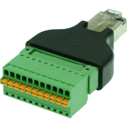 5pcs free shipping RJ50 to Spring Terminal Adaptor RJ50 to terminal block adapter RJ50 Male to 11 Pin connector RJ45 splitter