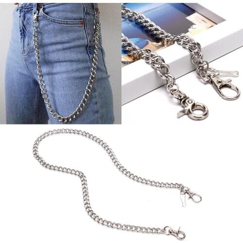 60cm Waist Chain Long Metal Keyring Keychain Rock Pants Chain Hipster Pant Jean Key Wallet Belt Ring Clip Jewelry HOT