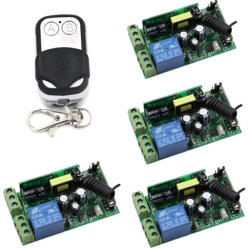AC 85V 110V 220V 240V 250V Wireless Remote Control Light Switch 1CH Relay For Home LED Lamp Light 4 X Receiver + 1 X Transmitter