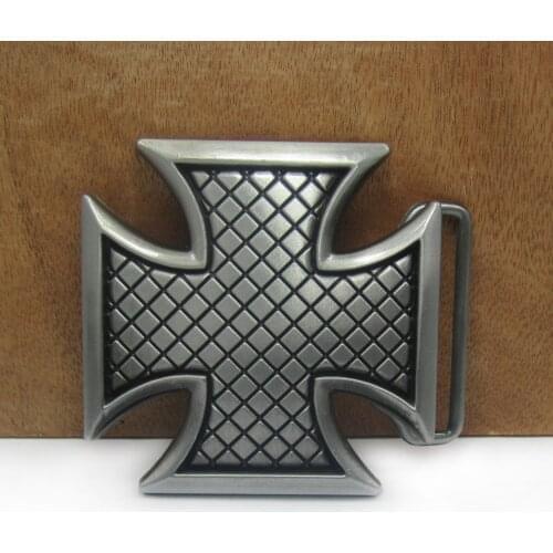 BuckleClub wholesale zinc alloy cross belt buckle jeans gift belt buckle FP-02939 pewter finish for men 4cm width loop
