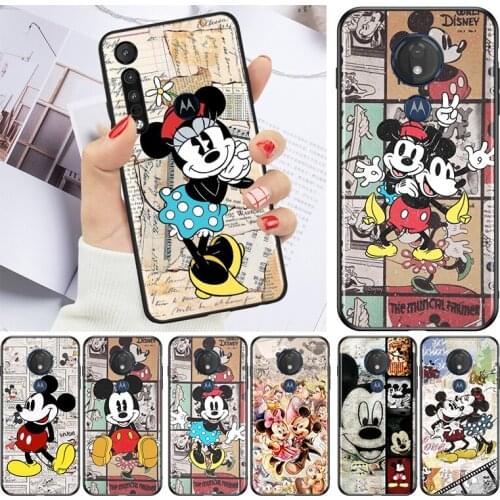 Disney Retro Mickey for Motorola G9 G8 G E7 E6 One Play Marco Hyper Fusion Stylus Power Edge Plus Black Phone Case