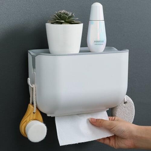 Toilet Paper Roll Holder Wall Mount Facial Tissue Storage Box,Self-Adhesive Toilet Paper Holder Bathroom Paper Holder