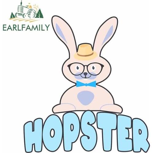 EARLFAMILY 13cm x 11.4cm For Funny Hipster Bunny Fine Decal Bumper Car Stickers Vinyl Material Suitable for SUV Decoration