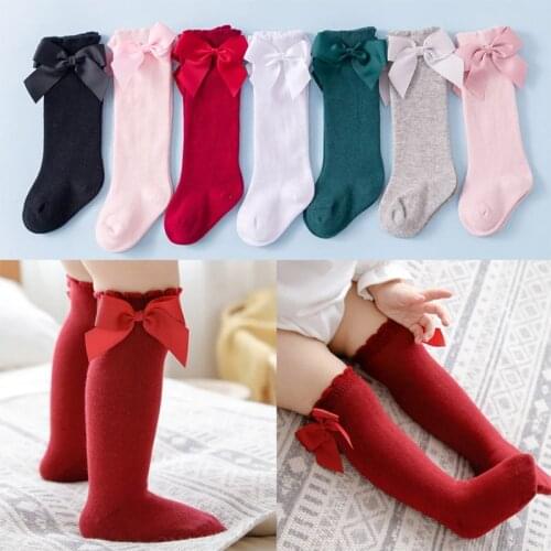 Newborn Baby Girls Socks Kids Socks Toddlers Girls Big Bow Knee High Socks Long Soft Cotton Baby Socks Children Socks Calcetines