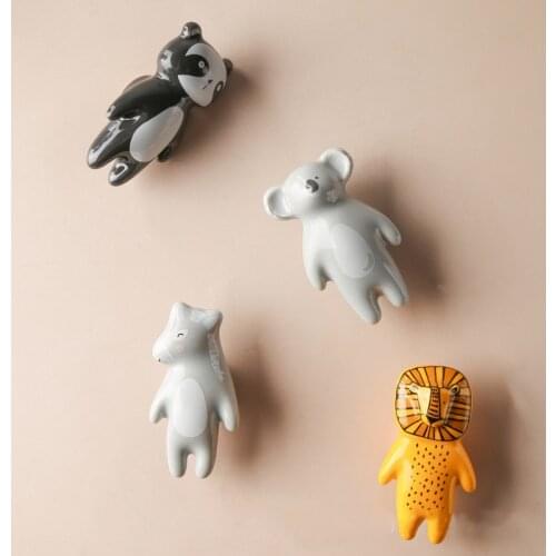 Ceramic Carton Knob Panda Fox Koala Donkey Shaped Children Room Hardware Museum Cabinet Knobs Drawer Knobs Cupboard Handle