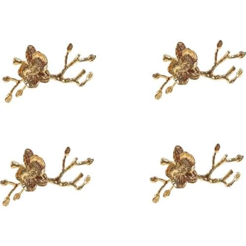 4Pcs High-Grade Gold Plum Napkin Ring, Hotel Ornaments in Continental