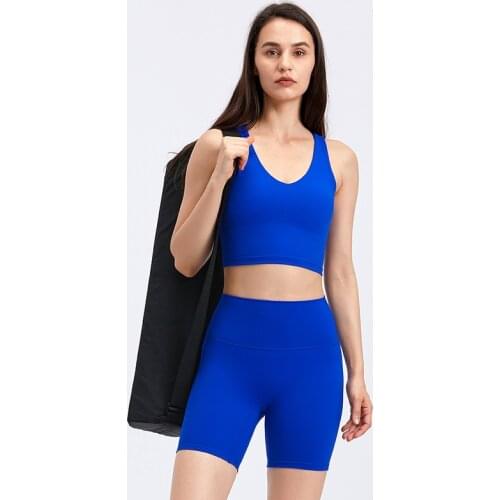 Naked Feel Yoga Set Women Gym Clothing Summer Sportswear Tummy Control Workout Shorts+Padded Crop Tank Top 2 Piece Sports Suits