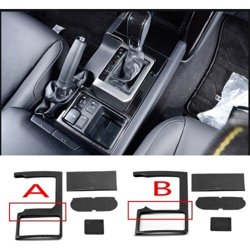 For Toyota Land Cruiser Prado FJ150 2010-2017 Black titanium Stainless Interior Gear Shift Panel Cover Trim 4pcs set Car Styling