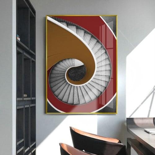 Creative Spiral staircase visual arts modern Nordic style decorative Picture Canvas Wall Art Poster for room hotel office decor