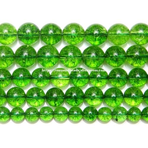 Free Shippings Natural Green Peridot Crystal Quartz Round Loose Beads 15" Strand 6 8 10 12MM Pick Size For Jewelry