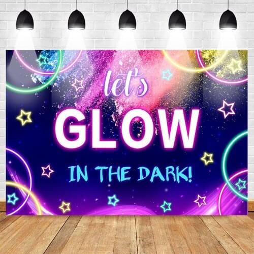 Lets Glow Theme Photography Backdrop Friends Party Photo Background Rock Shiny Dark Stars Purple Blue Aura