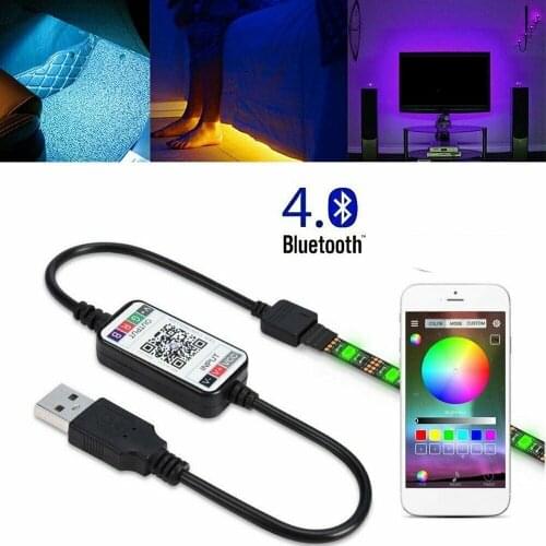 Hot Mini Wireless RGB LED Strip Light Controller 5-24V Smart Phone Control USB Cable Bluetooth 4.0 Home Decor LED Light Lamp Kit