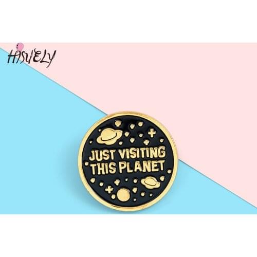 Cartoon creative planet planet universe enamel brooch round badge denim shirt bag pin jewelry for friends