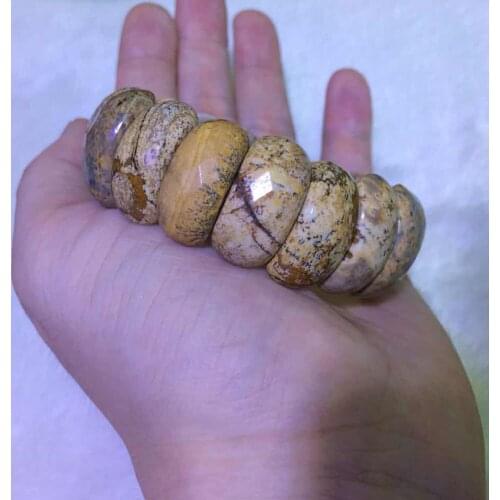 Natural picture jaspers stone beads bracelet natural stone bangle charming jewerly bracelet for woman for gift wholesale