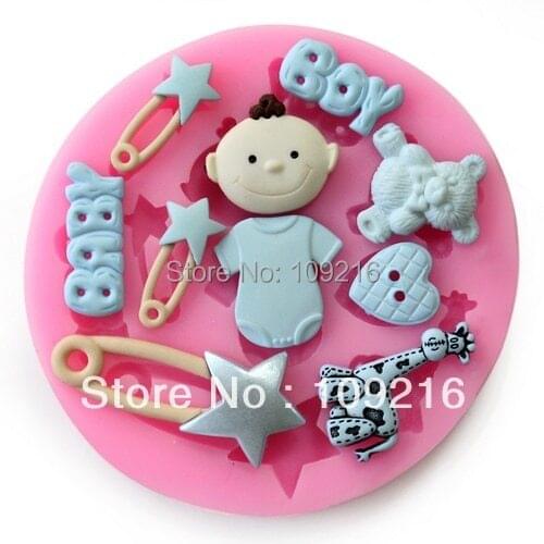 Wholesale !!!1pcs Mini New Style Boy & Giraffe etc. (F0485) Silicone Handmade Fondant/Cake Decorating DIY Mold