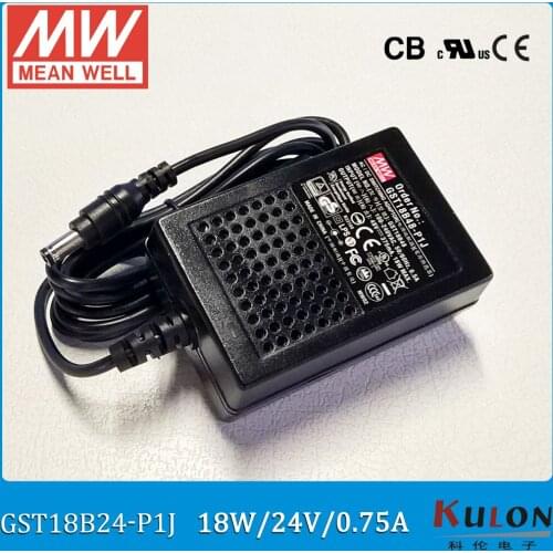 Original Meanwell GST18B24-P1J 18W 24V 0.75A Level VI MEAN WELL desktop Adaptor Output Interface 5.5mm*2.1mm Power Supply