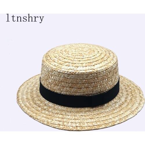 Summer Flat sun hats for women chapeau straw Big side hat panama style cappelli Side with bow Ribbon Beach bucket cap girl topee