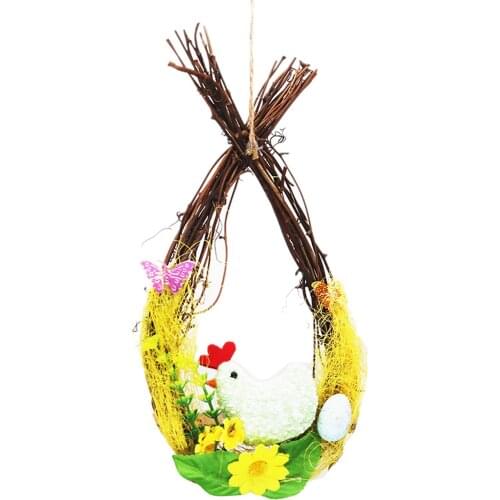 Easter Decoration Easter Wreath with Eggs Happy Easter Party Decoration for Home Door Decor Hanging Wreath Easter Party Gifts