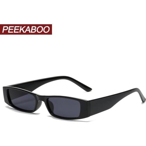 Peekaboo black rectangular sunglasses small women leopard brown retro sun glasses for men female decoration plastic frame uv400