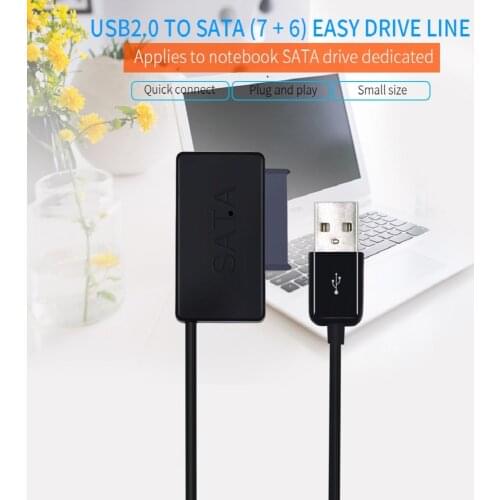 TISHRIC 7+6 13PIN SATA to USB 2.0 Adapter for Laptop 2.5 Inch HDD SSD DVD Hard Disk/Drive Converter Cable USB SATA