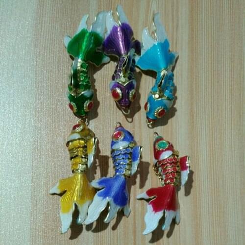 10pcs 6cm Lifelike Swing Enamel Fish Charms for Jewelry Making Key Chain Accessory Cloisonne koi Carp DIY Pendants Necklace