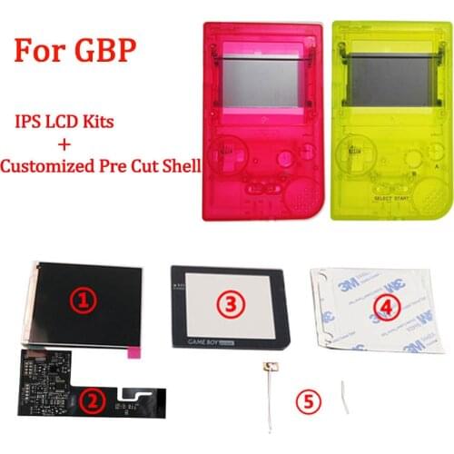 Full Screen IPS LCD Kits with Customized Housing Shell Sets for GBP Brightness IPS LCD Screen Kits 10 Colors for GameBoy Pocket