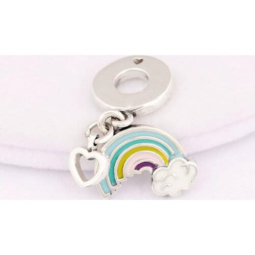 S925 Silver Pendant Bead for Women Bracelets & Bangles Rainbow of Love Charm Mixed Enamel Dangle DIY Jewelry