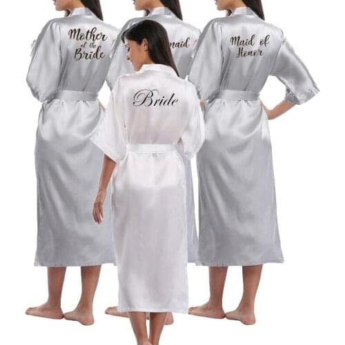 Sexy silver robe bridal pajamas getting married robe bridesmaid wedding lingerie sister mother of the bride robe