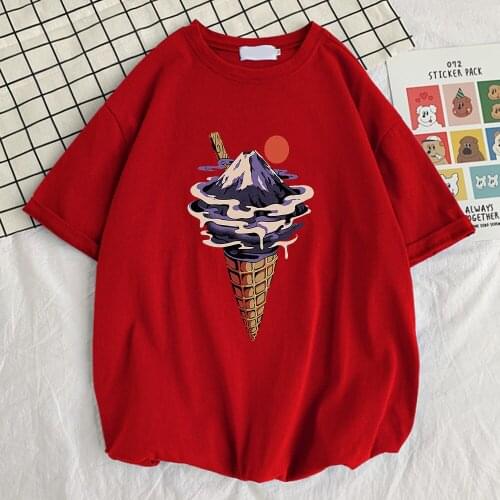 Fuji Flavor Ice Cream Funny Print Man T-Shirt Graphic Funny Tshirt Funny Crew Neck T-Shirts Street Soft Mens Clothes