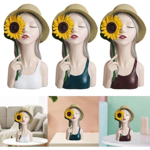 Fairy Sun flower Girl Statue Character Figurine Statuette Bedside Desk Decor Modern Sculptures Birthday Housewarming Gift