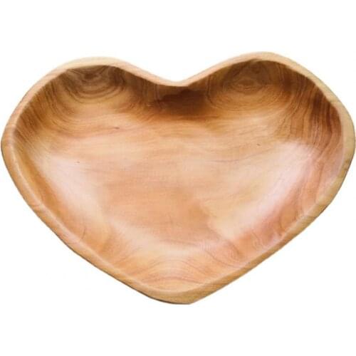 Fruit Plate Eco-friendly Storage Wood Wooden Heart Shape Snacks Serving Tray for Home Specialty Plates Tableware