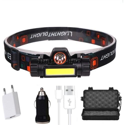Waterproof LED headlamp COB+Q5 work light 2 light mode with magnet headlight built-in 18650 battery suit for fishing, camping