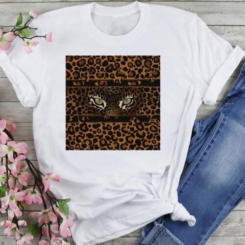 Women Graphic 90s Leopard New Animal Style Cartoon Summer Fashion Print Short Sleeve Female Clothes Tops Tees Tshirt T-Shirt